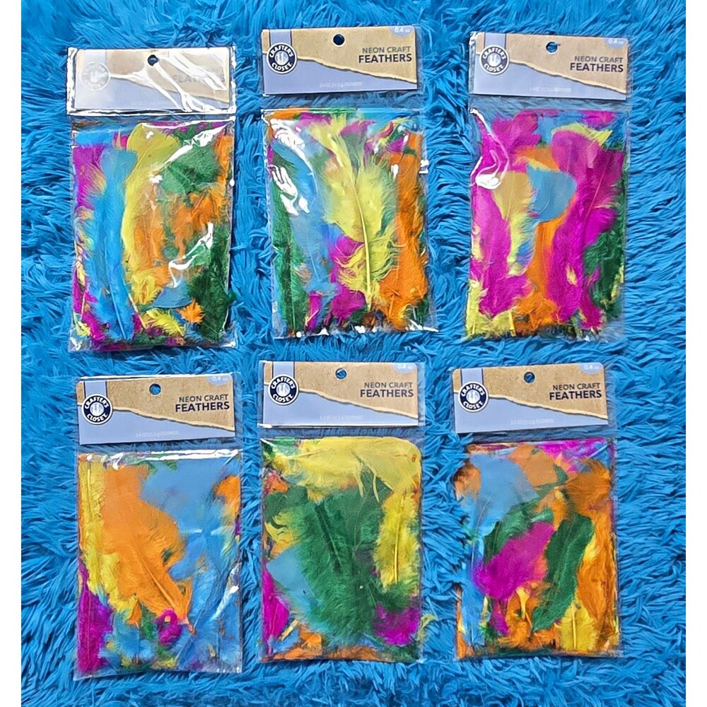 Crafter's Closet Neon Craft Feathers Multicolor, 6 Packs 0.4 oz